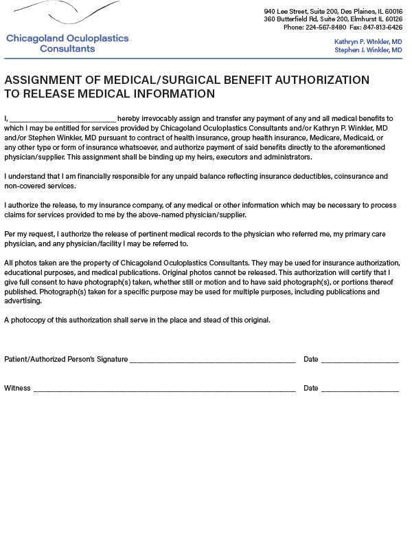 Release of Info to Insurance