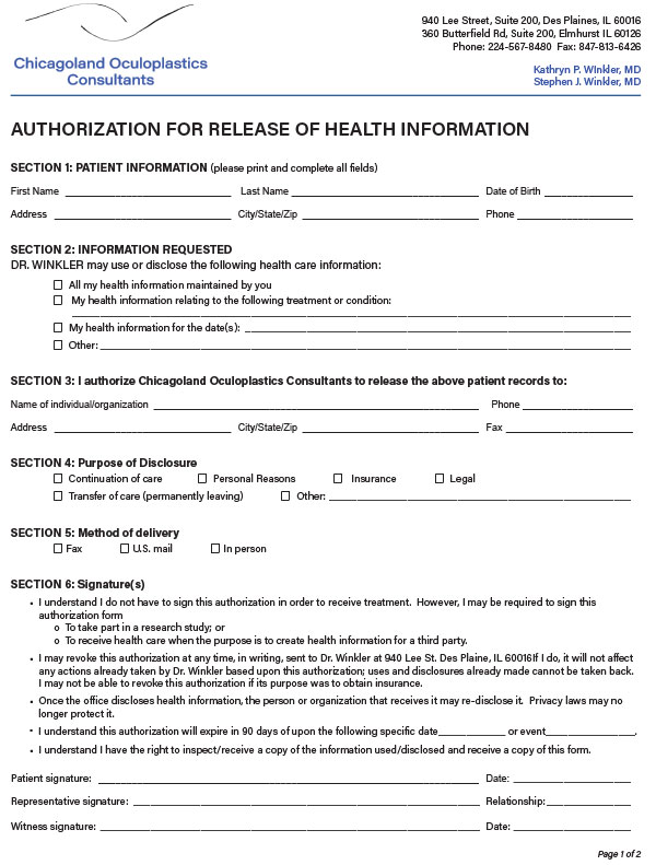 Release of Info to Our Practice